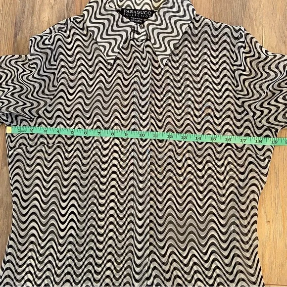 Parasuco Funky Black and White Striped Sheer Blouse - Picture 11 of 13